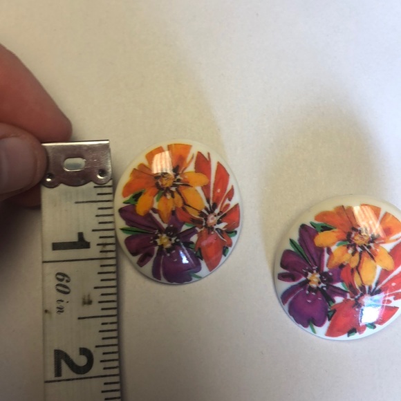 Vintage flower earrings 70s 80s - Picture 4 of 4